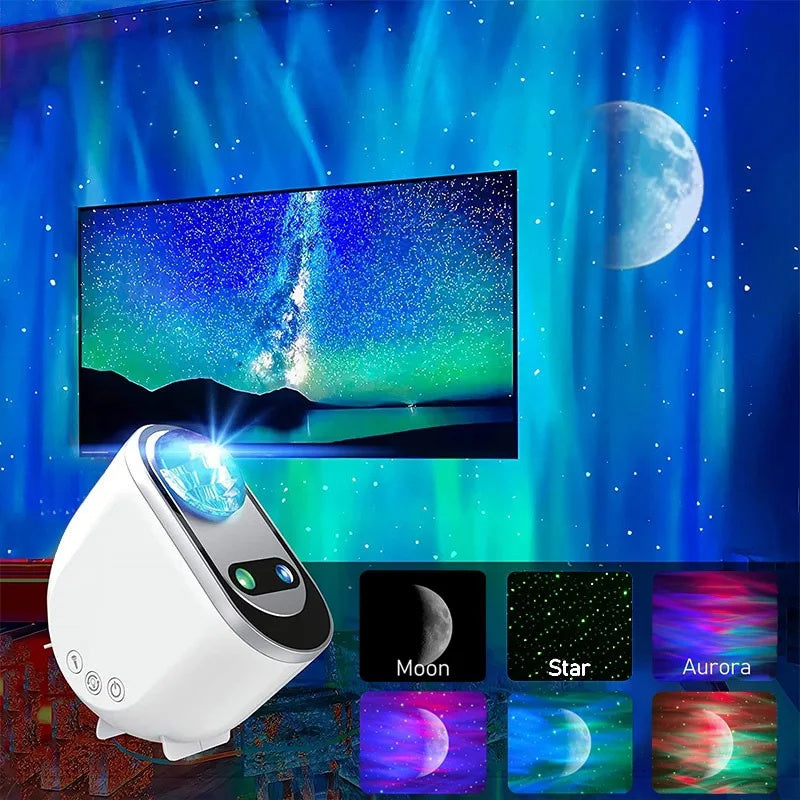 Aurora Galaxy Projektor – Stjärnhimmel & Månlampa