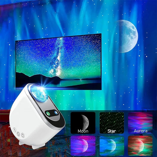 Aurora Galaxy Projektor – Stjärnhimmel & Månlampa